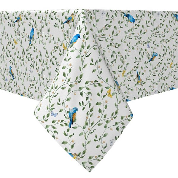 Rectangular Tablecloth, 100 Cotton, 60x120", Birds on Vines