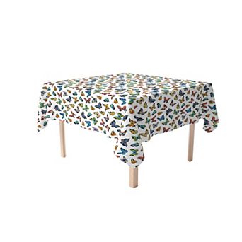 Square Tablecloth, 100% Cotton, 60x60", Butterflies in Bold Colors