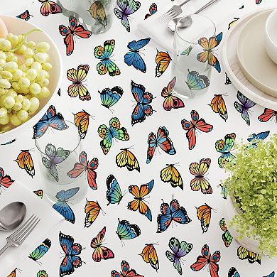 Square Tablecloth, 100% Cotton, 60x60", Butterflies in Bold Colors
