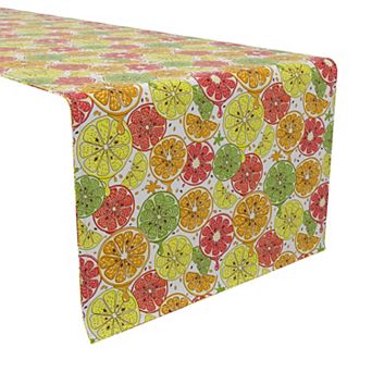 Table Runner, 100% Cotton, 16x72", Juicy Citrus Slices