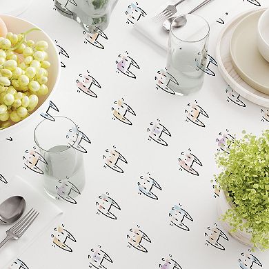 Round Tablecloth, 100% Cotton, 60 Round", Cheerful Bunny Design