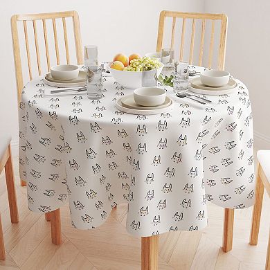 Round Tablecloth, 100% Cotton, 60 Round", Cheerful Bunny Design