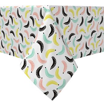 Rectangular Tablecloth, 100% Cotton, 60x104", Colorful Banana Fruit