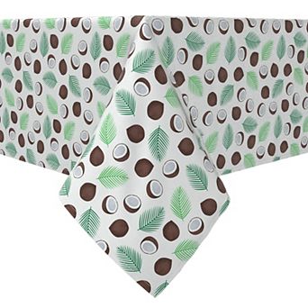 Square Tablecloth, 100% Cotton, 60x60", Coconut Fruit and Palms
