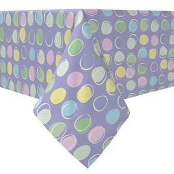 Square Tablecloth, 100% Cotton, 60x60", Easter Dots Doodle Design