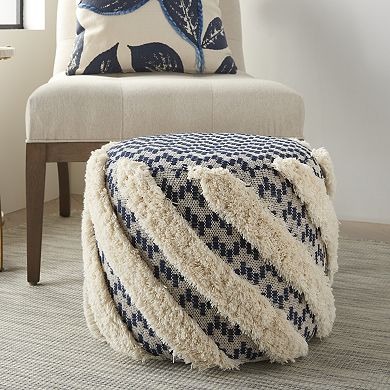 Mina Victory Life Styles Trendy Woven 18" X 18" X 14" Indoor Pouf
