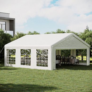 Outsunny 20' x 20' Heavy Duty Party Tent & Carport with Removable Sidewalls and 2 Doors, Outdoor Canopy Tent Sun Shade Shelter, for Parties, Wedding, Events, BBQ Grill, White