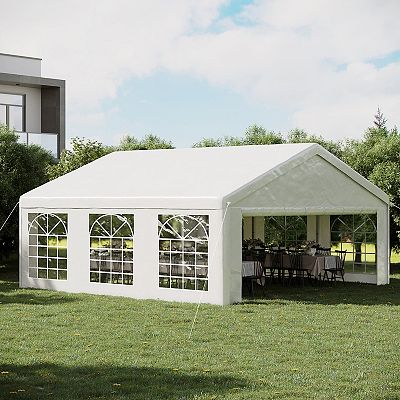 Outsunny 20 x 20 Heavy Duty Wedding Tent Carport Portable Garage with Removable Sidewalls Large Outdoor Canopy