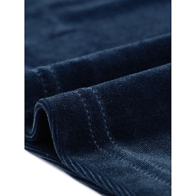 Women's Casual Round Neck Long Sleeves Stretchy Velvet Blouse