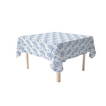 Square Tablecloth, 100% Cotton, 60x60", Bouquet of Blue Flowers