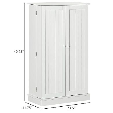 HOMCOM 41" Freestanding Farmhouse 2 Door Kitchen Pantry, Storage Cabinet with Doors and Adjustable Shelves for Living Room and Dinning Room,White