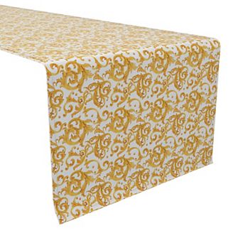 Table Runner, 100% Cotton, 16x90", Golden Damask