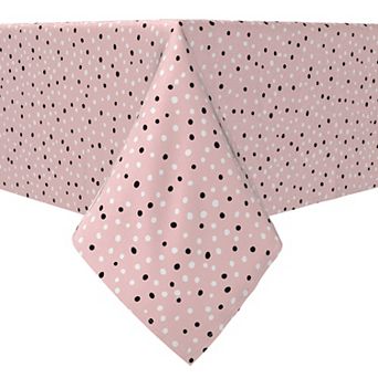Square Tablecloth, 100% Cotton, 60x60", Black and White Dots on Pink
