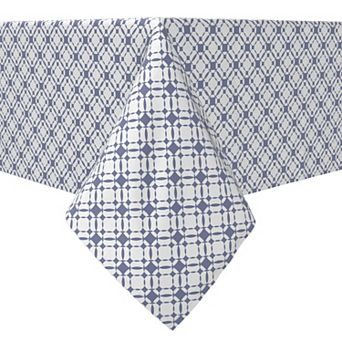 Rectangular Tablecloth, 100% Cotton, 60x84", Blue Grid Tiles