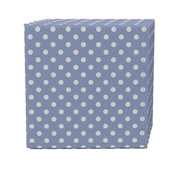 Napkin Set of 4, 100% Cotton, 20x20", Pale Blue Polka Dots