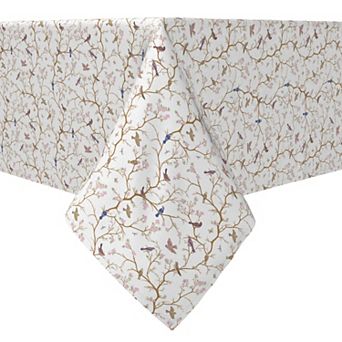 Rectangular Tablecloth, 100% Cotton, 60x120", Birds and Cherry Blossoms