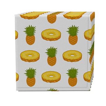 Napkin Set of 4, 100% Cotton, 20x20", Pineapples and Slices