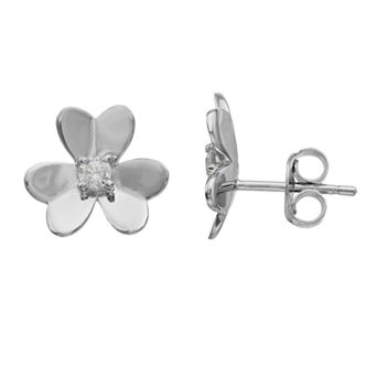 Rosabella Sterling Silver Dainty Cubic Zirconia Clover Earrings