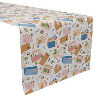 Table Runner, 100% Cotton, 16x72", Letters in the Mail