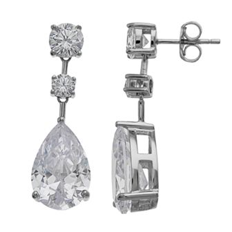 Rosabella Sterling Silver Cubic Zirconia Teardrop Earrings