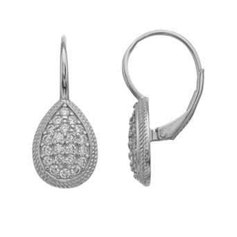 Rosabella Sterling Silver Cubic Zirconia Teardrop Cluster Earrings