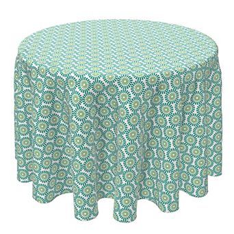 Round Tablecloth, 100% Cotton, 60 Round", Geometric Style Flowers