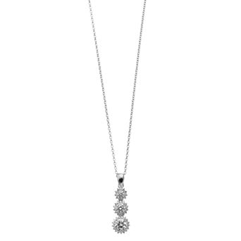 Rosabella Sterling Silver & 3 Stone Halo Pendant Necklace