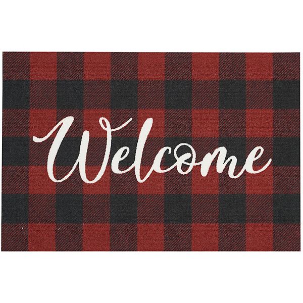 Nourison Christmas Plaid Mat 2' X 3' Black/red Holiday Accent Rug