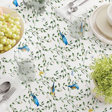Round Tablecloth, 100% Cotton, 60 Round", Birds on Vines