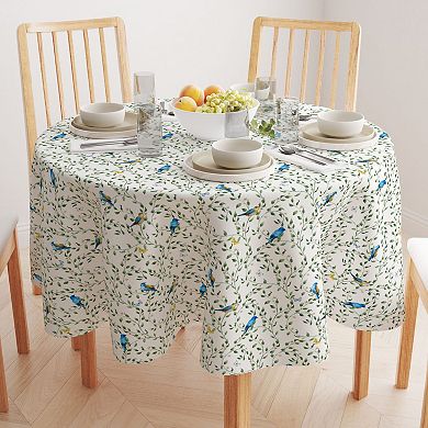 Round Tablecloth, 100% Cotton, 60 Round", Birds on Vines