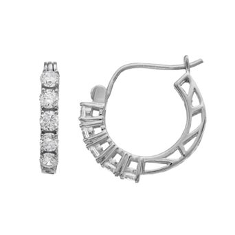Rosabella Sterling Silver Cubic Zirconia Huggie Hoop Earrings