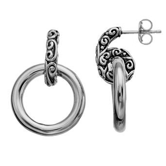 Rosabella Sterling Silver Oxidized Bali Scroll Top Earrings