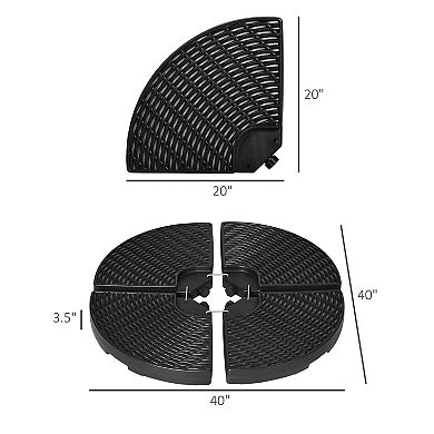 Outsunny 150lb Wicker Patio Cantilever Umbrella Base Weights, clips