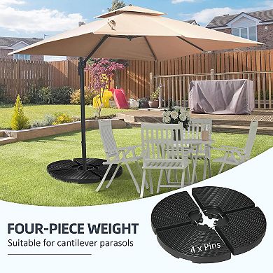 Outsunny 150lb Wicker Patio Cantilever Umbrella Base Weights, clips