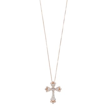 Rosabella Sterling Silver Cubic Zirconia Cross Pendant Necklace