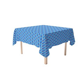 Square Tablecloth, 100% Cotton, 60x60", Blue Abstract Watercolor
