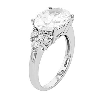 Rosabella Sterling Silver Oval Cubic Zirconia Ring