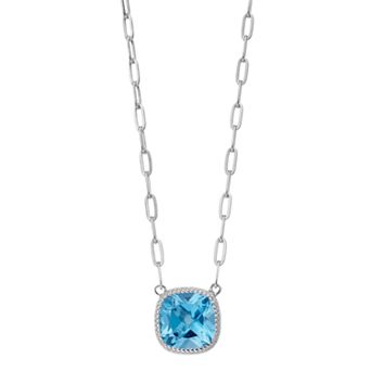 Rosabella Sterling Silver & Swiss Blue Topaz Paper Clip Chain Necklace