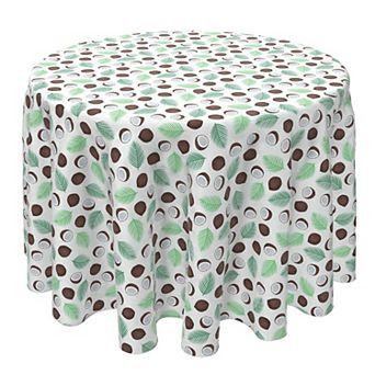 Round Tablecloth, 100% Cotton, 60 Round", Coconut Fruit and Palms