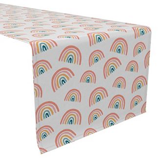 Table Runner, 100% Cotton, 16x72", Rainbows Allover