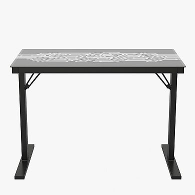 Emma and Oliver Circuit Board Inspired Color Changing LED Gaming Desk with Wired Remote