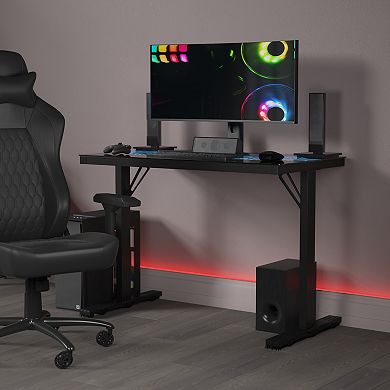 Emma and Oliver Circuit Board Inspired Color Changing LED Gaming Desk with Wired Remote