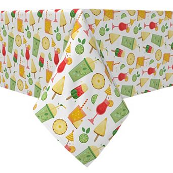 Rectangular Tablecloth, 100% Cotton, 60x120", Fruity Summer Beverages