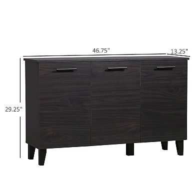 HOMCOM Kitchen Sideboard, Buffet Cabinet with Adjustable Shelf, Coffee Bar for Living Room, Dining Room, Dark Walnut