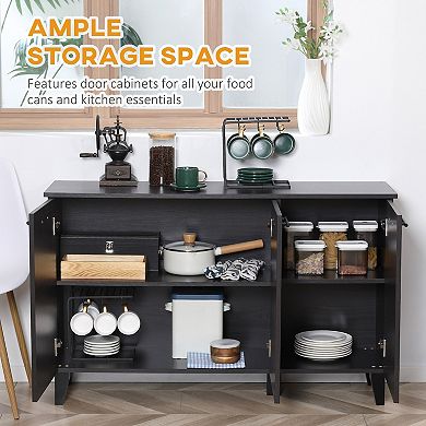 HOMCOM Kitchen Sideboard, Buffet Cabinet with Adjustable Shelf, Coffee Bar for Living Room, Dining Room, Dark Walnut