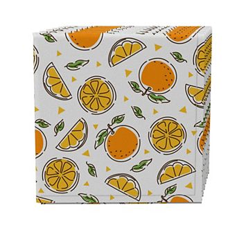 Napkin Set of 4, 100% Cotton, 20x20", Juicy Tangerines