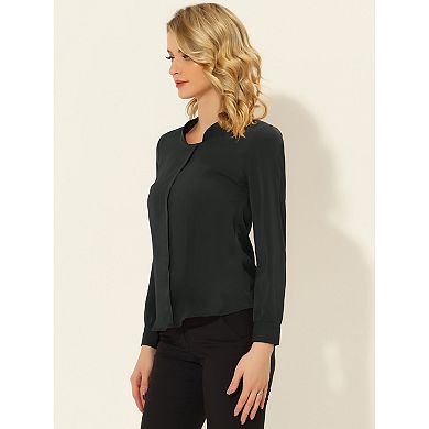 Women's Solid Long Sleeve Chiffon Work Business Blouse