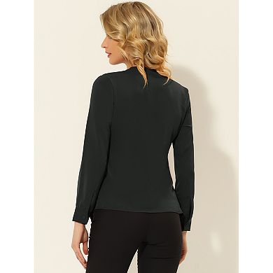 Women's Solid Long Sleeve Chiffon Work Business Blouse