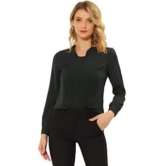 Women's Solid Long Sleeve Chiffon Work Business Blouse