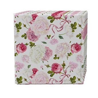 Napkin Set of 4, 100% Cotton, 20x20", Romantic Bouquets